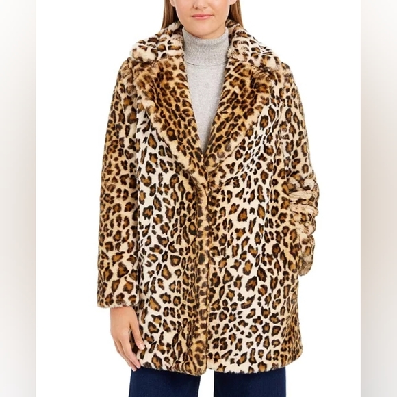 Leopard Print Faux Fur Coat - Picture 2 of 6